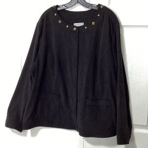 Sag Harbor Stretch Woman Estilo Black Snap Front Blazer Shirt 3X